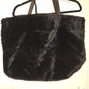 Elegant Black Faux Fur Tote